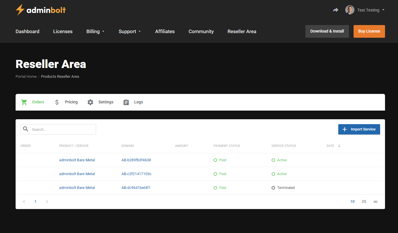 AdminBolt Licenses For WHMCS: Module Screenshot 5