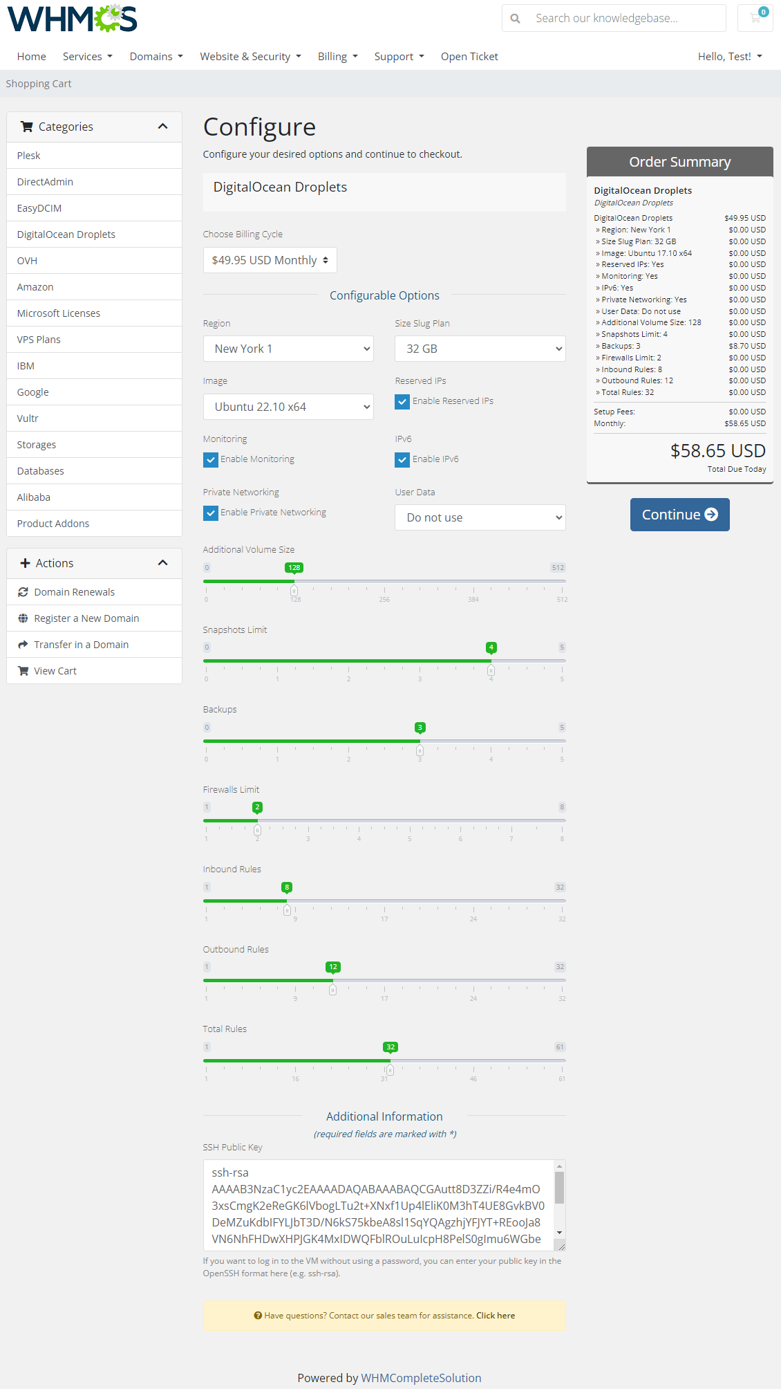 DigitalOcean Droplets For WHMCS: Module Screenshot 10