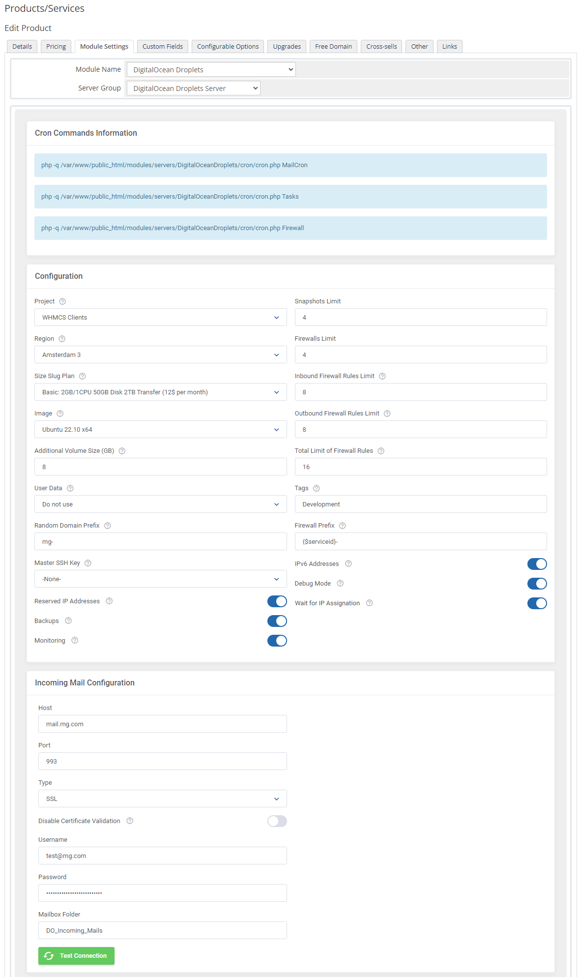 DigitalOcean Droplets For WHMCS: Module Screenshot 13