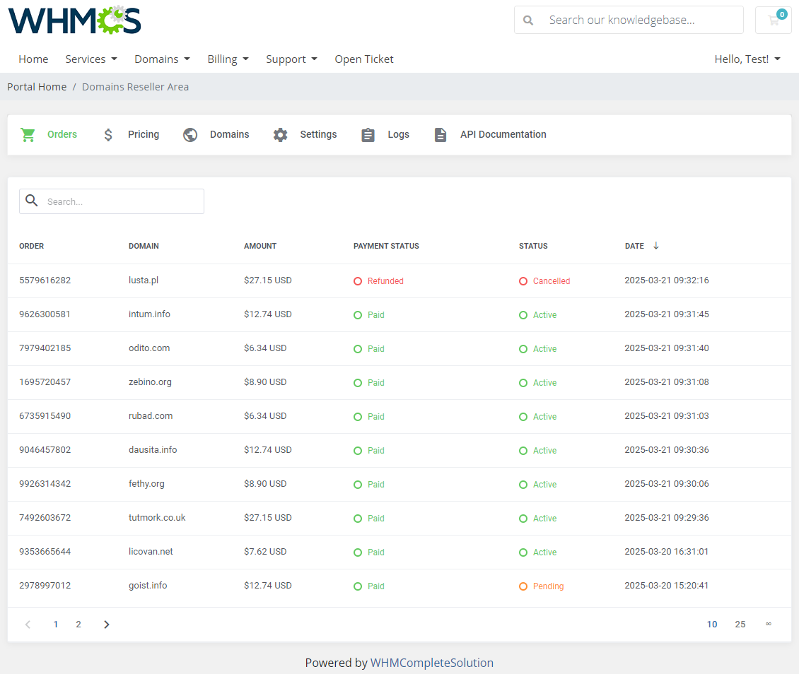 Domains Reseller For WHMCS: Module Screenshot 18