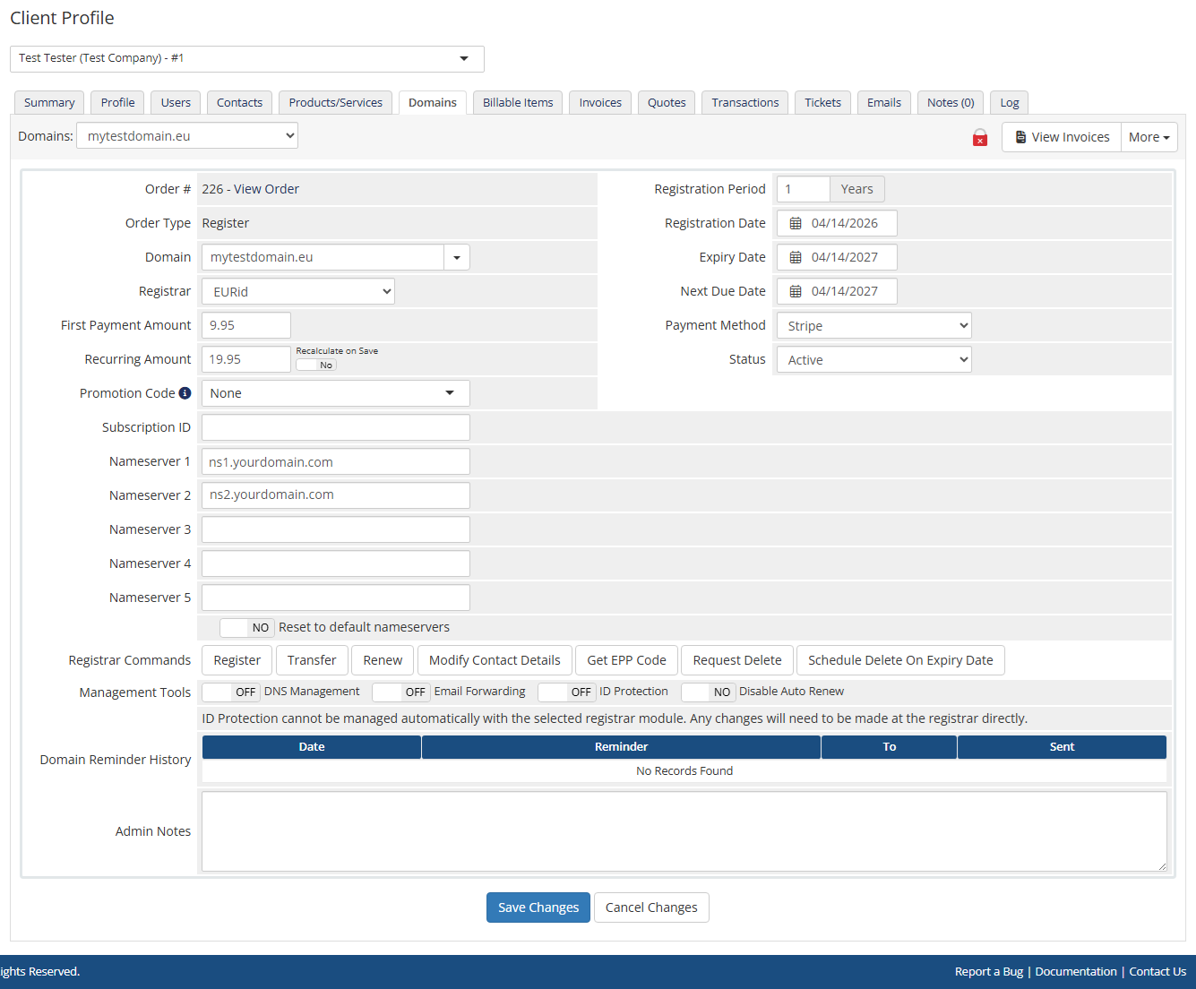 EURid Registrar For WHMCS: Screen 3