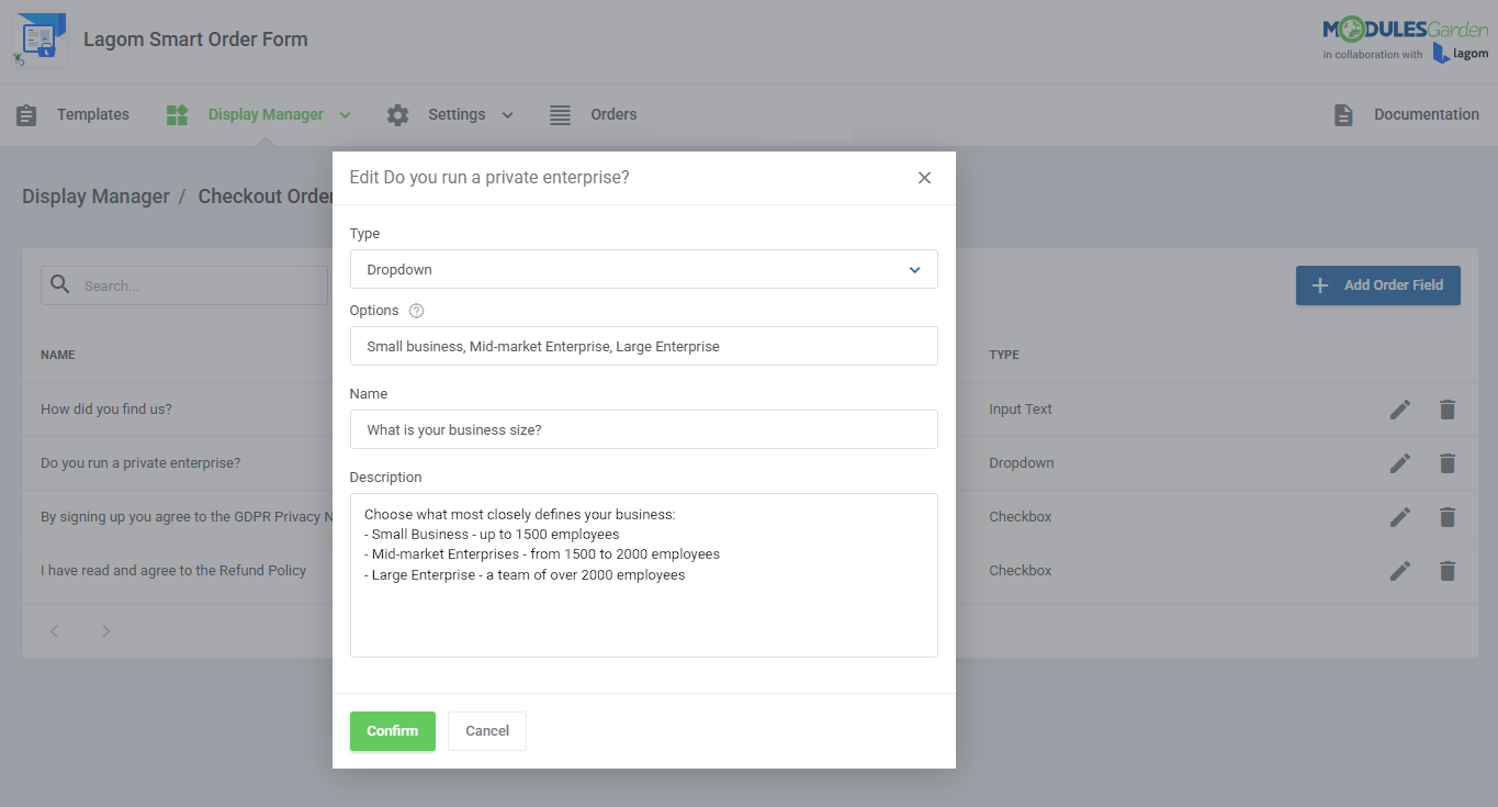 Lagom Smart Order Form For WHMCS: Module Screenshot 14