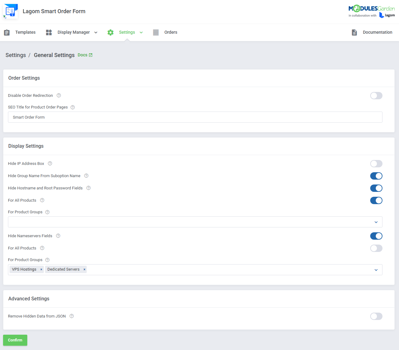 Lagom Smart Order Form For WHMCS: Module Screenshot 18