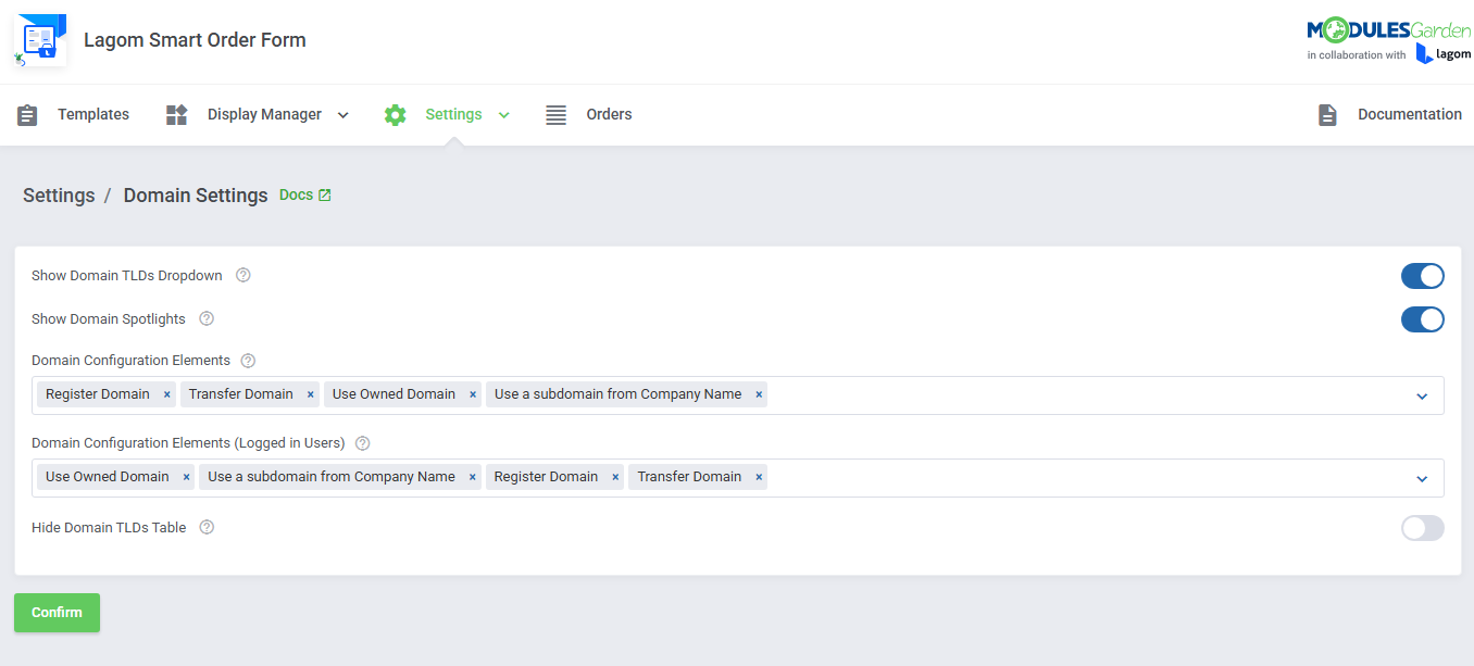 Lagom Smart Order Form For WHMCS: Module Screenshot 20