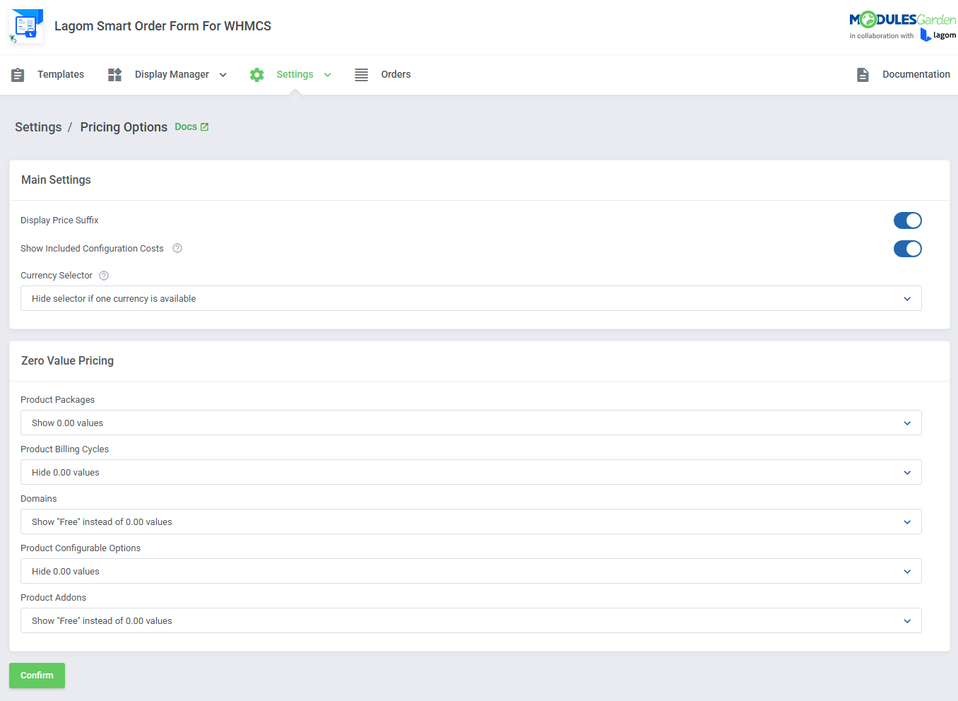 Lagom Smart Order Form For WHMCS: Module Screenshot 21