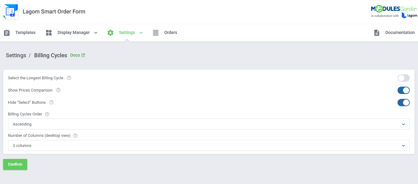 Lagom Smart Order Form For WHMCS: Module Screenshot 22