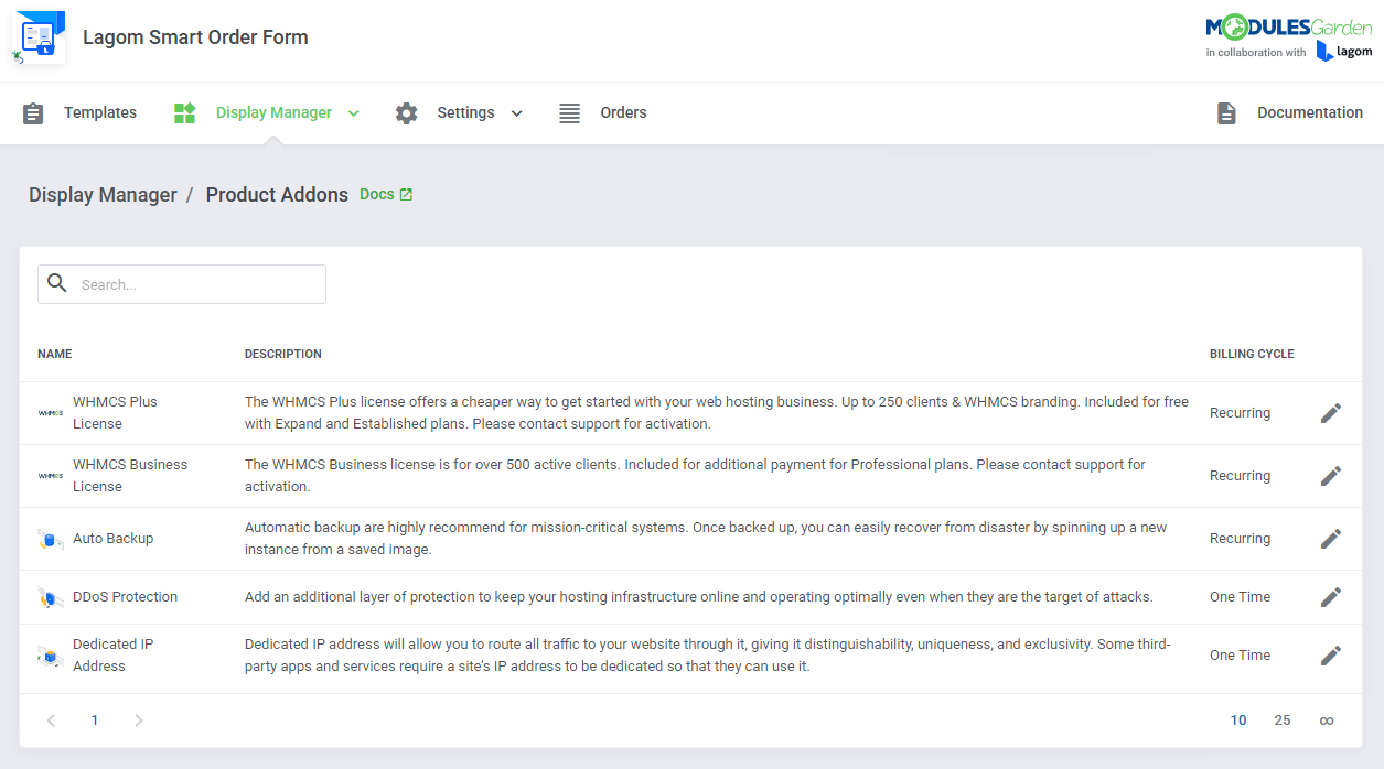Lagom Smart Order Form For WHMCS: Module Screenshot 9