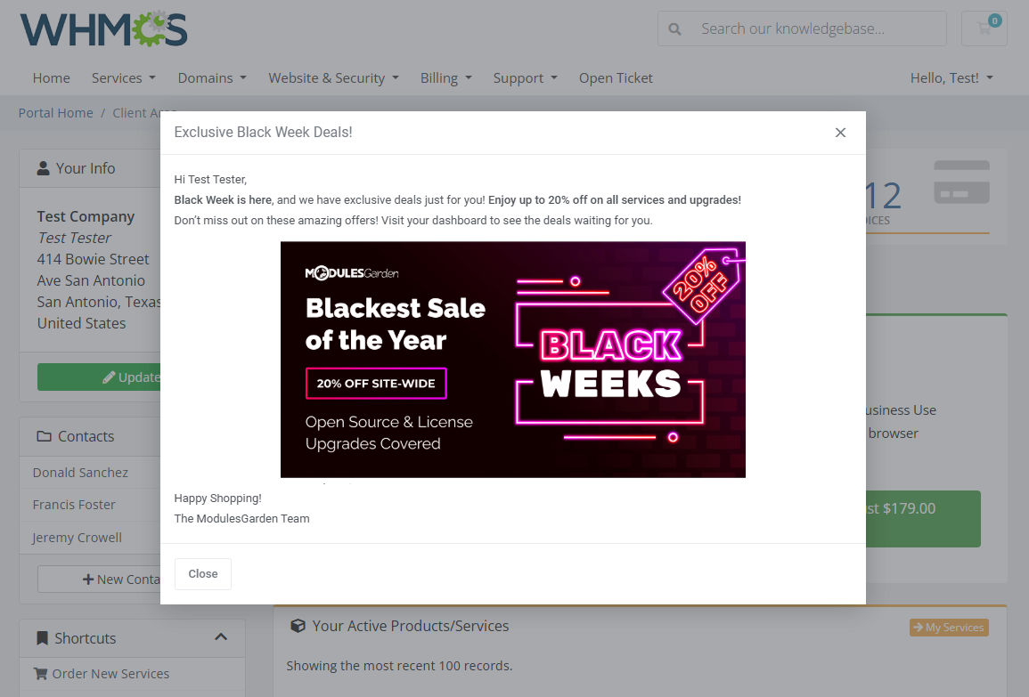 Marketing Triggers Automation For WHMCS: Module Screenshot 21