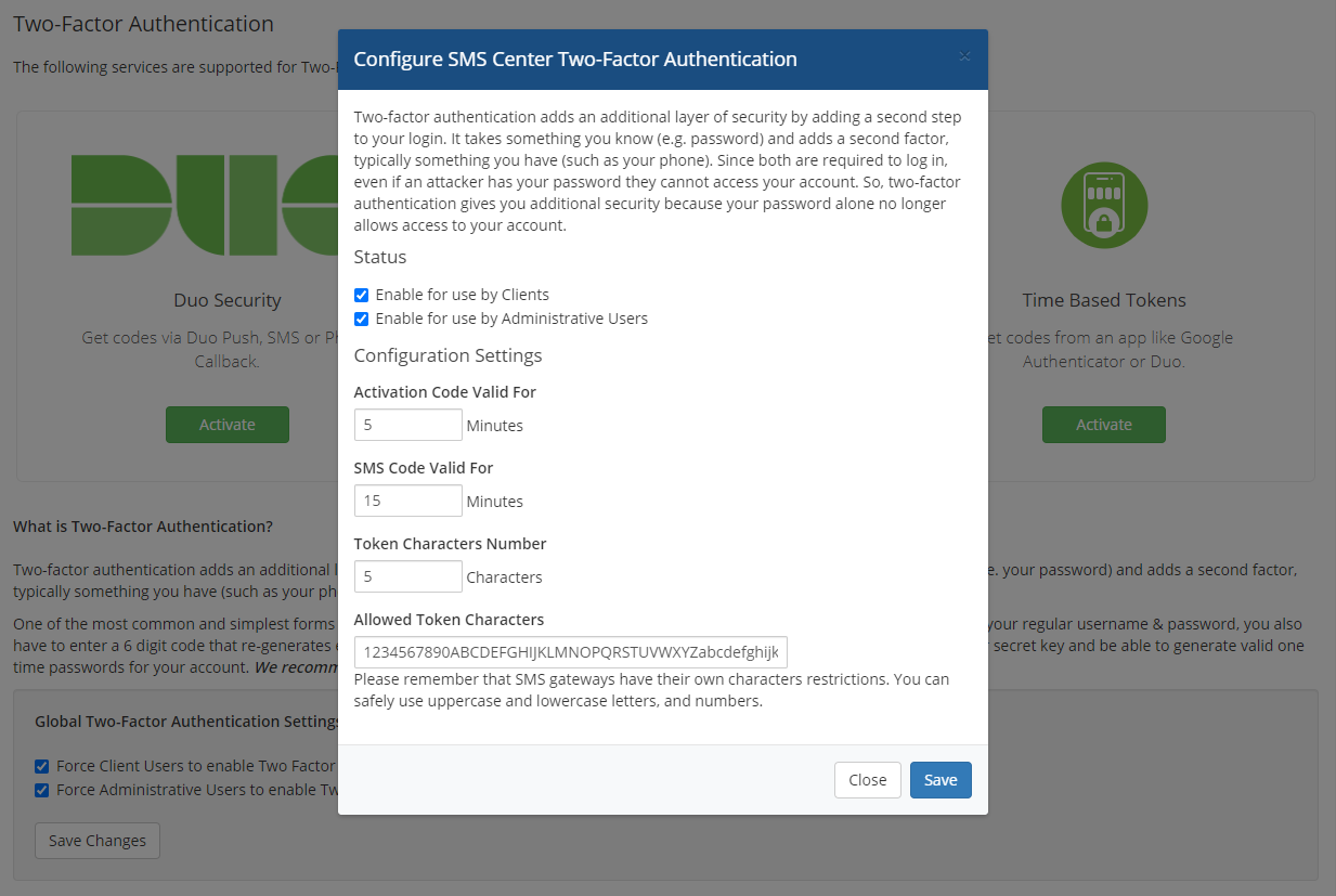 SMS Center For WHMCS: Module Screenshot 27