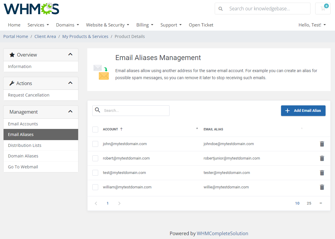 Zimbra & Carbonio Email For WHMCS: Module Screenshot 5